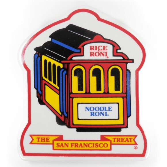 Vtg Rice a Roni San Francisco Treat Trolley Car Ceramic Trivet Hot Plate Advert - Picture 1 of 7